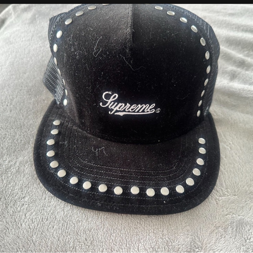 Supreme Black Cap with White Studs